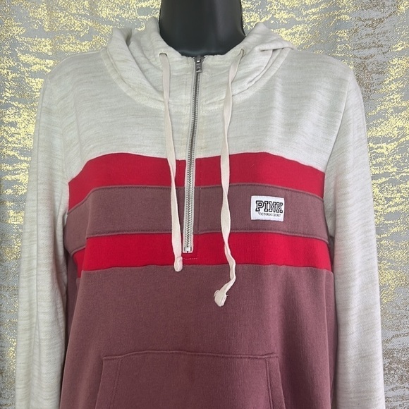 Victorias Secret PINK Sweatshirt Half Zip Pullover Hoodie Size M - Picture 4 of 15